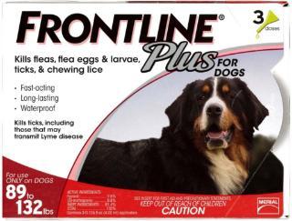 Frontline Plus Flea And Tick Treatment For Dogs 89+ Pounds 3 Month Supply