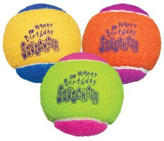 Kong Air Kong Happy Birthday Squeaker Tennis Balls Medium