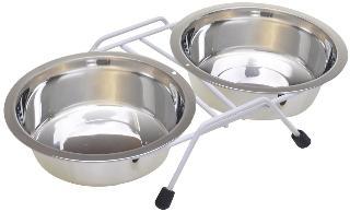 Stainless Steel Double Dish In Wire Rack 16 oz.