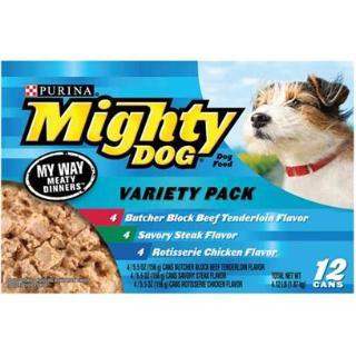 Mighty Dog My Way Meaty Dinners Variety Pack 2-12-5.5 oz. - 4 Each Chicken, Tenderloin, Steak