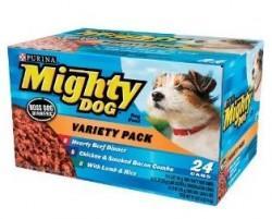 Mighty Dog Boss Dog Dinners Variety Pk 2-12-5.5 oz. - 4 Each Beef, Chicken-Bacon, Lamb-Rice