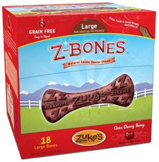 Zuke's Performance Z-Bone Large Clean Cherry Berry - Shelf-Counter Display Box 18 Ct.