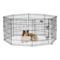 Midwest Black Exercise Pen with Door - 8 Panels Each 24" Wide - Black E-Coat Finish 24 X 30