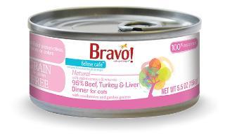 Bravo Feline Caf 95% Beef, Turkey & Liver Dinner Cat 24-5.5z