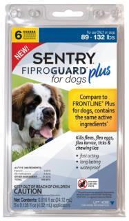 SENTRY FiproGuard Plus Dog Flea & Tick Spot-On 89-132lb 6ct