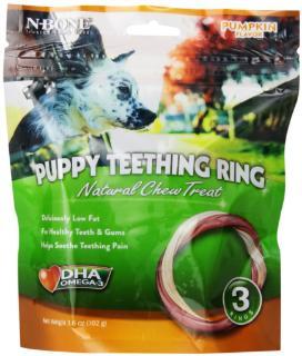 N-Bone Puppy Teething Ring Pumpkin Flavor 3 Pack