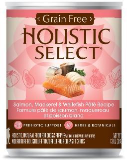 Holistic Select Grain Free Salmon, Mackerel & Whitefish Pt Recipe 12-13 oz.