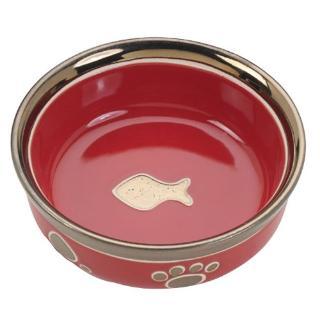 Ethical Ritz Copper Rim Cat Dish Red 5