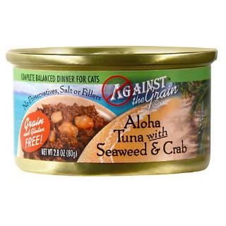 Evanger's Against The Grain Aloha Tuna W-Seaweed & Crab Cat Food 24-2.8 oz.