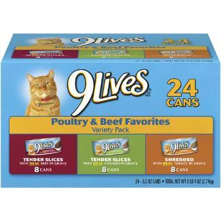 Delmonte 9 Lives Variety Pack Poultry & Beef 24-5.5OZ