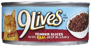 Delmonte 9 Lives Sliced Beef in Gravy - 24-5.5 oz. Cans