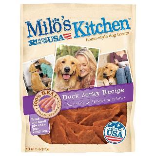 Milo's Kitchen Duck Jerky Recipe Dog Treats, 4-15oz