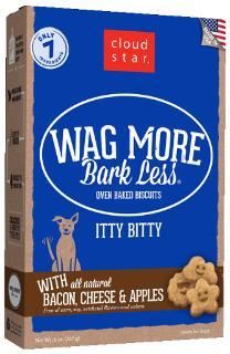 Wag More Bark Less Original Itty Bitty Oven Baked Treats with Bacon, Cheese and Apples 8Z