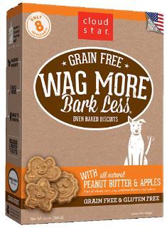 Wag More Bark Less Grain Free Oven Baked Treats with Peanut Butter and Apples 14Z