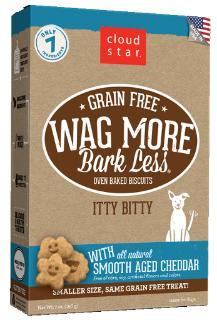 Wag More Bark Less Grain Free Itty Bitty Oven Baked Treats with Smooth Aged Cheddar 7Z