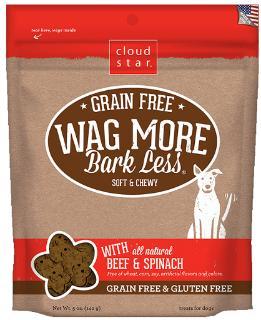 Wag More Bark Less Grain Free Soft & Chewy Treats with Beef & Spinach 5Z