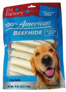 Pet Factory 18 Pk 5 USA Beefhide Chip Rolls